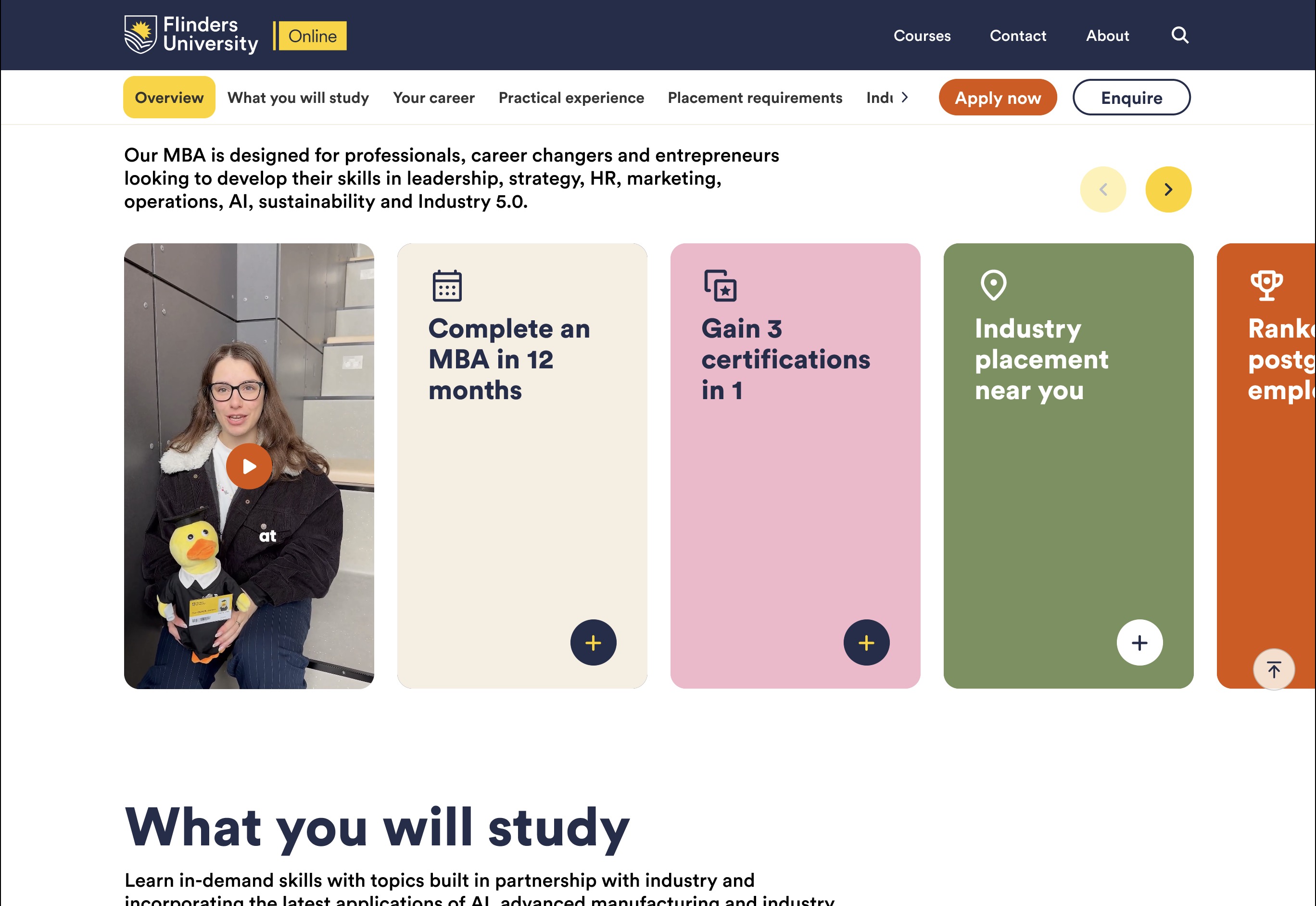 Flinders Online blue-sky course prototype