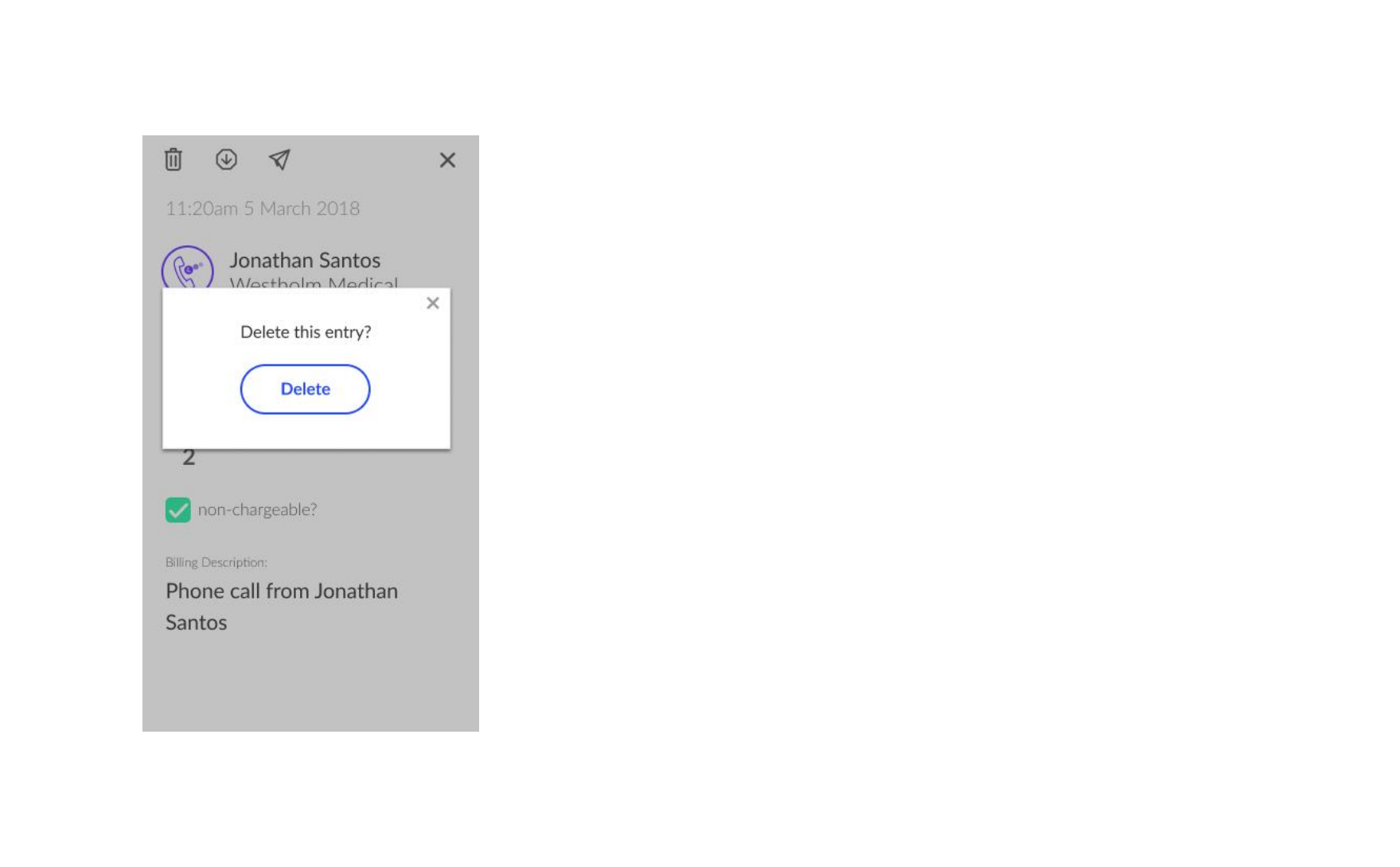 Delete entry confirmation on an unverified entry